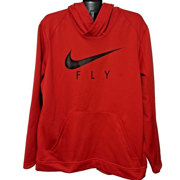 Nike Men’s Size 2XL XXL Red FLY Pullover DRI-FIT Long Sleeve Hoodie Sweatshirt - Picture 1 of 10